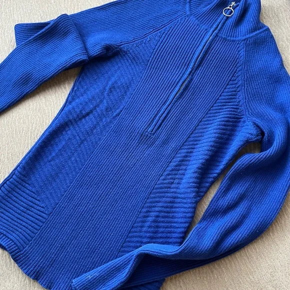 INC International Concepts Royal Blue Cowl Neck Sweater - Picture 3 of 7